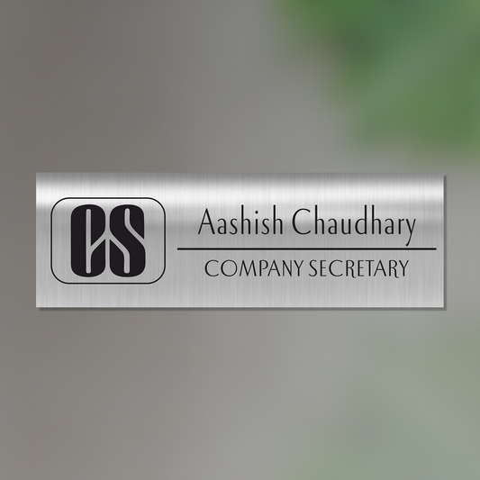 Office Name Plate for Company Secretary (CS) | Stainless Steel - NameplateWale