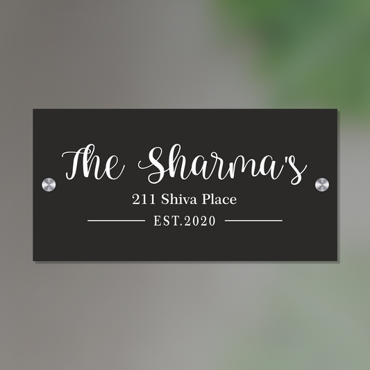 Personalized Acrylic Name Plate for Home – White + Black - NameplateWale