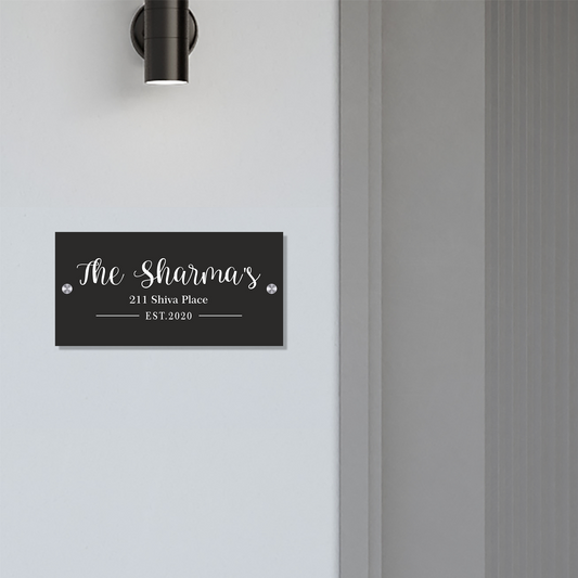 Personalized Acrylic Name Plate for Home – White + Black - NameplateWale