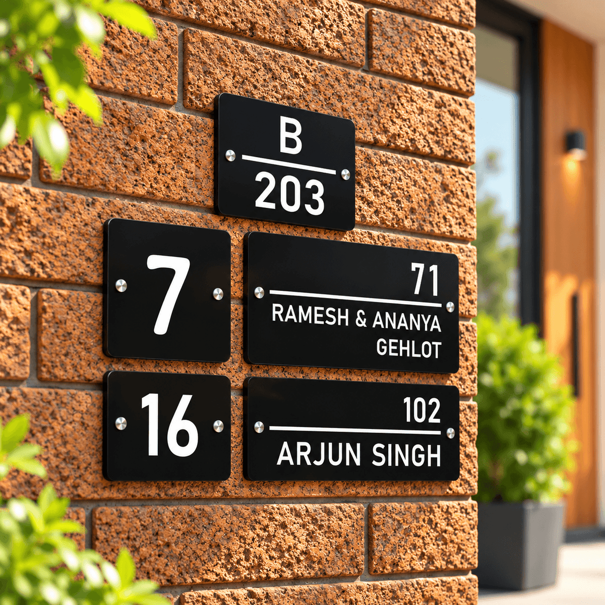 Personalized Acrylic Name Plate For Home – Black & White
